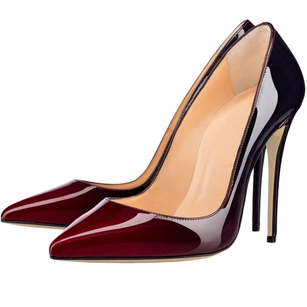 Women's Two-tone 4 Inch Pumps Pointy Toe Dress Shoes Slip on Stiletto Pumps